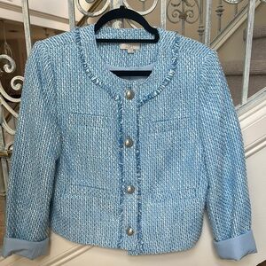 LOFT Blue Blazer Textured Suit Jacket